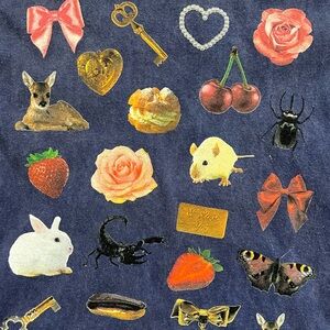 Navy Graphic Tee with Colorful Prints